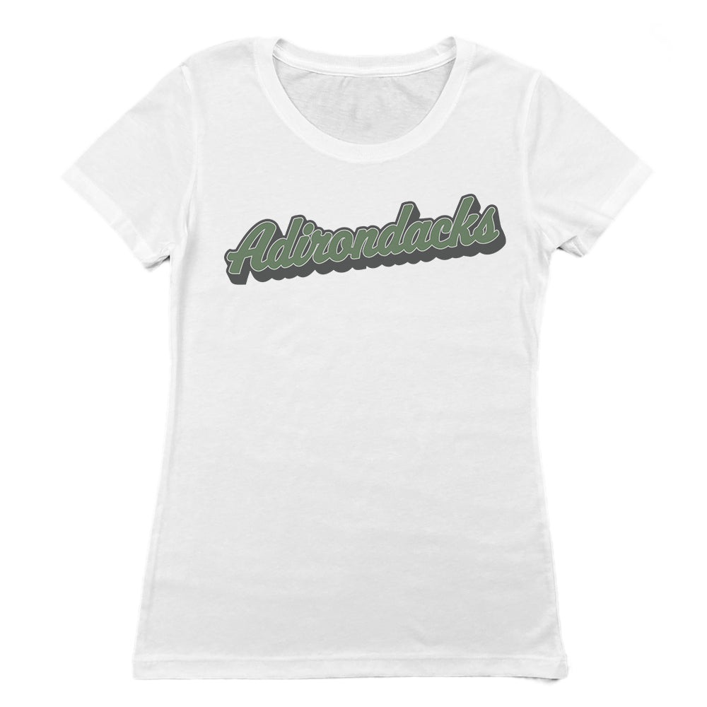 Adirondacks Retro Script Vintage Style Faded Women's Tee Shirt