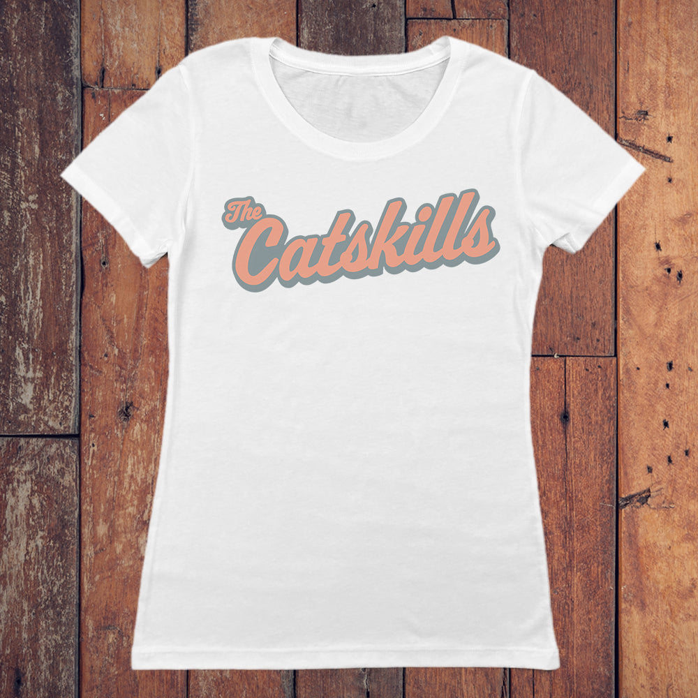 Catskills Retro Script Vintage Style Faded Women's Tee Shirt