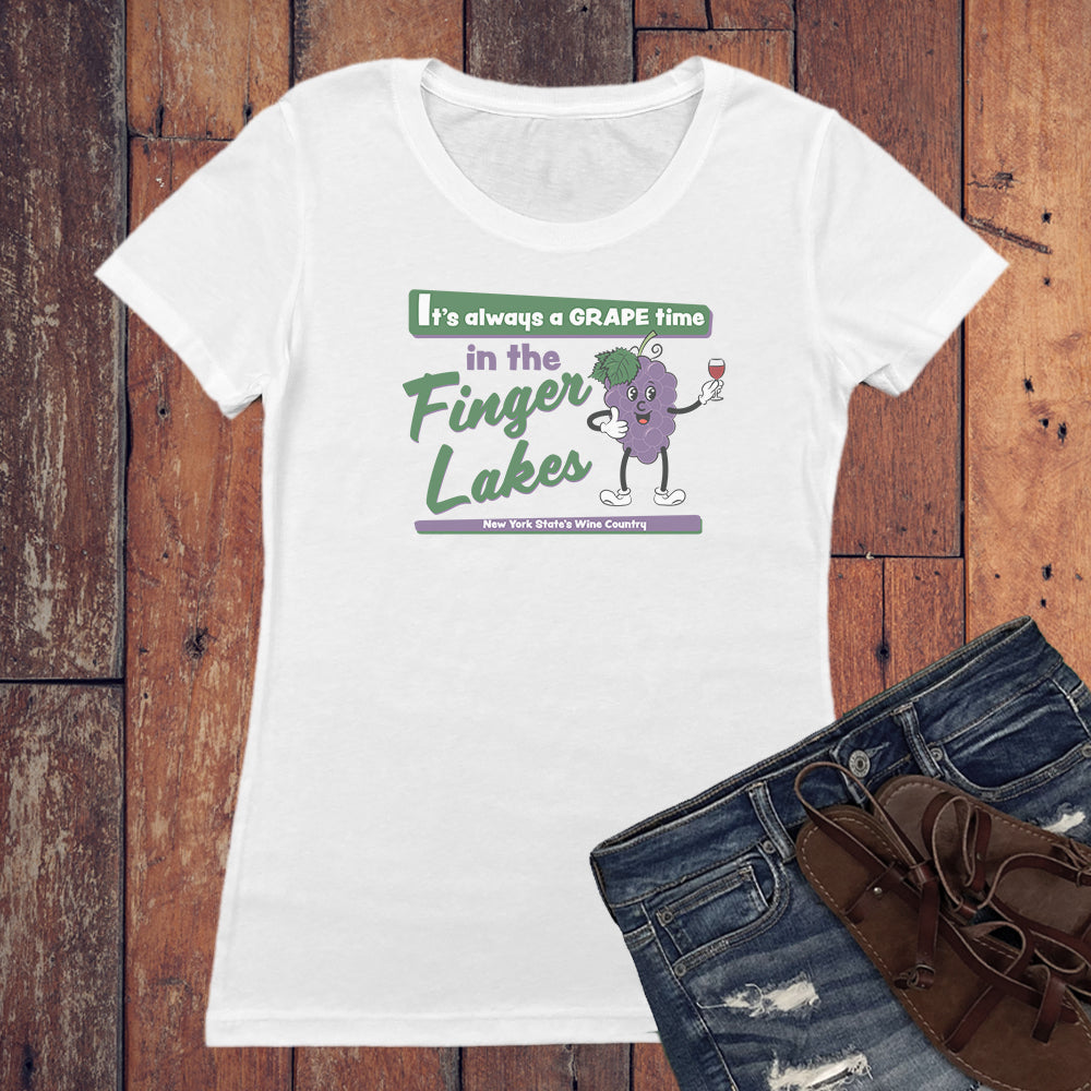 Finger Lakes Wine Fun Retro Style Graphic Women's Tee Shirt