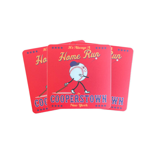 Cooperstown Baseball Cartoon Themed Stickers - 3 Pack