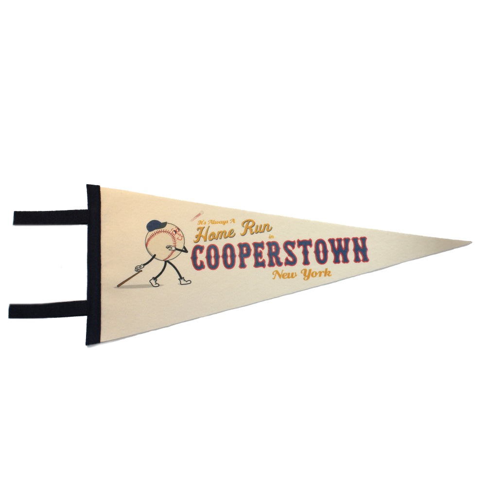 Cooperstown Baseball Themed Upstate New York Pennant with a fun Retro Design