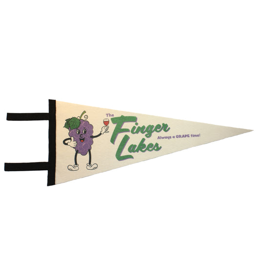 Finger Lakes Wine Themed Pennant - Retro Inspired Wall Decor - Hand Sewn In Upstate NY