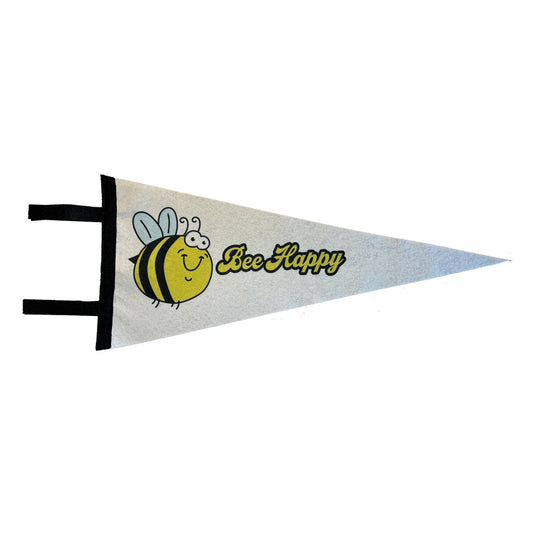 Bee Happy Positive Pollinator Pennant Flag - Unique Nature and Garden Gift Idea