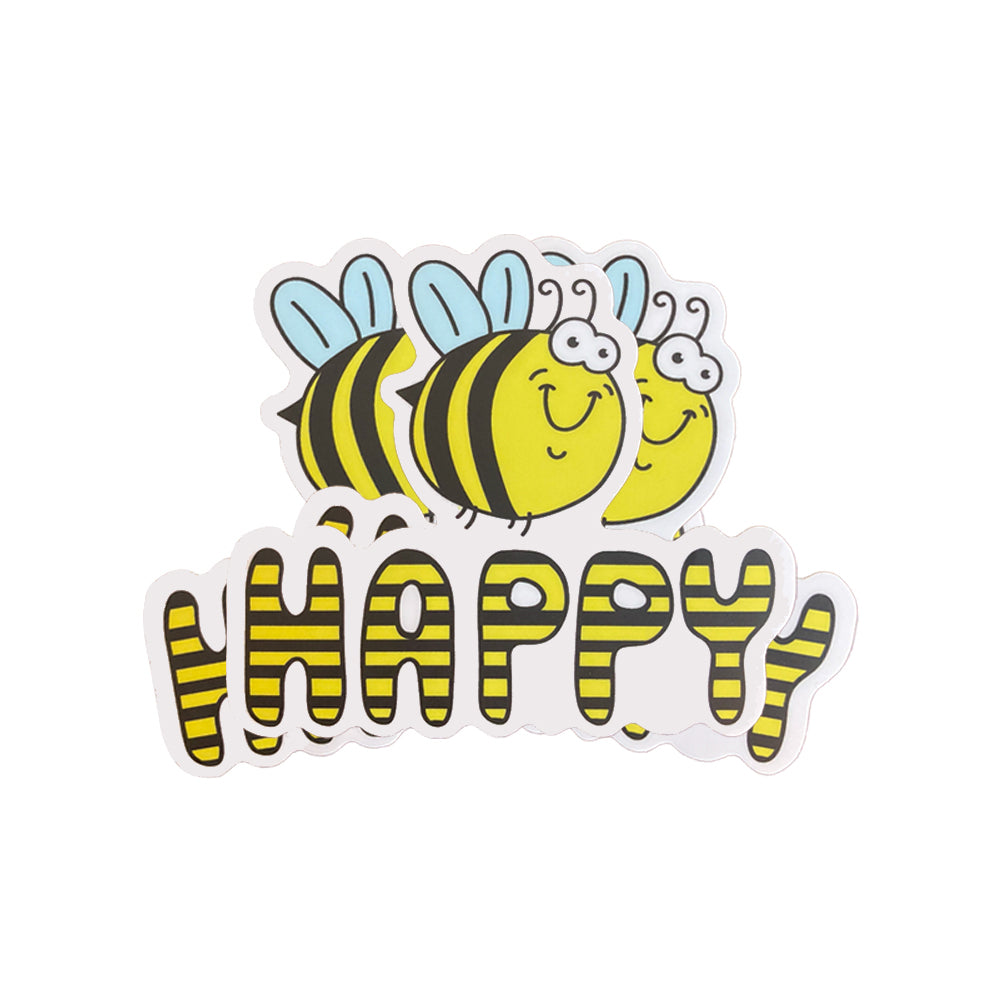 Cute Punny Bee Happy Stickers - Fun Positivity Stickers - 3 Pack