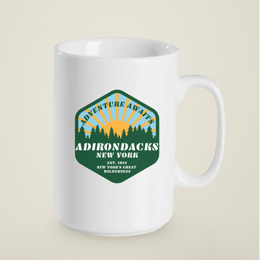 Adirondacks Adventure Awaits Ceramic Mug 15 oz. Souvenir