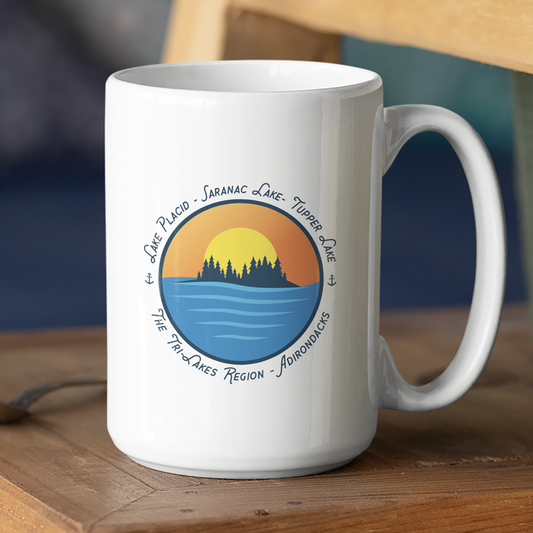 15 oz. Adirondack Tri-Lakes Region Ceramic Mug Saranac Tupper Lake Placid