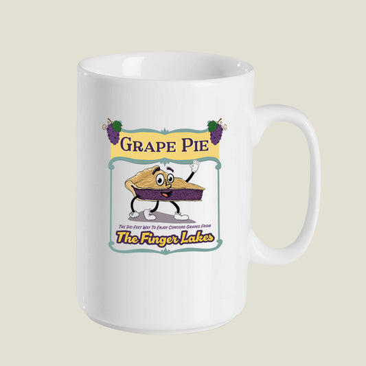 15 oz. Finger Lakes Grape Pie Ceramic Mug - Original Character - Fun Finger Lakes Gift Idea