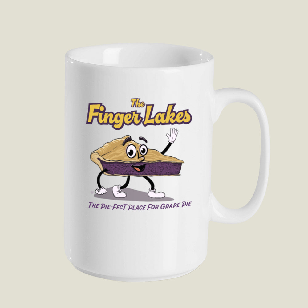 15 oz. Finger Lakes Grape Pie Ceramic Mug - Original Character - Fun Finger Lakes Gift Idea