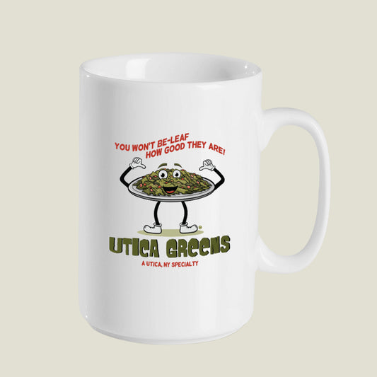 15 oz. Utica Greens Ceramic Mug - Original Character - Fun Central NY Gift Idea