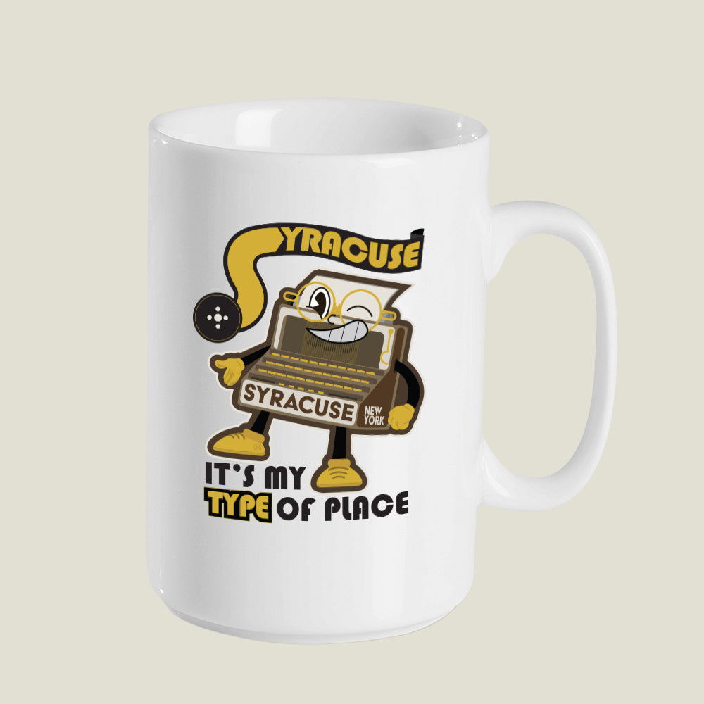 15 oz. Syracuse NY History Themed Ceramic Mug - Typewriter Capital of the World