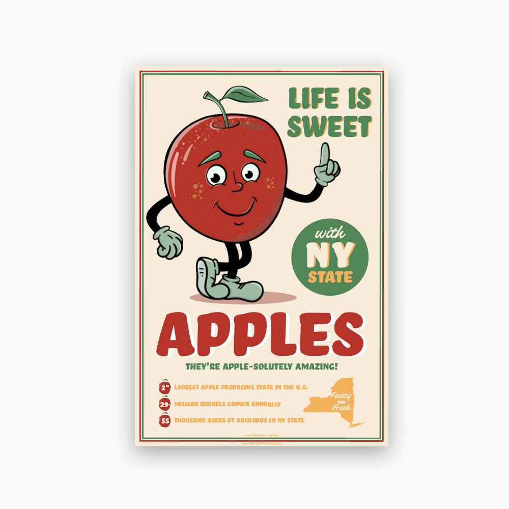 New York State Apples Fun Art Print - NY Wall Art
