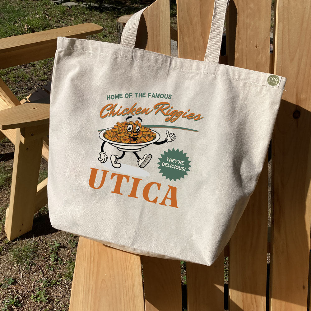 Utica NY Chicken Riggies Recycled Cotton Canvas Tote Bag - Utica Gift Idea and Souvenir