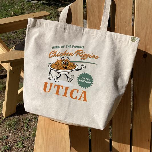 Utica NY Chicken Riggies Recycled Cotton Canvas Tote Bag - Utica Gift Idea and Souvenir