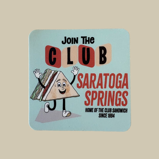 Saratoga Springs Club Sandwich Sticker - Saratoga NY Souvenir