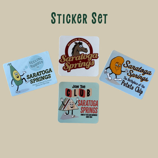 Saratoga Springs Sticker Set - Fun Upstate New York Stickers - 4 Sticker Set