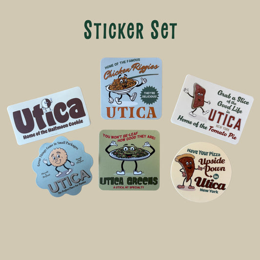 Utica Foods Gift Idea - Fun Upstate New York Food Themed Sticker Set - 6 Stickers