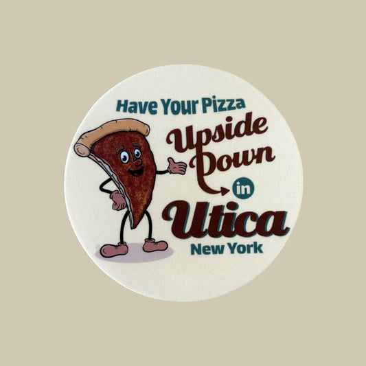 Utica Upside Down Pizza Sticker - Fun Food-Themed Upstate NY Souvenir