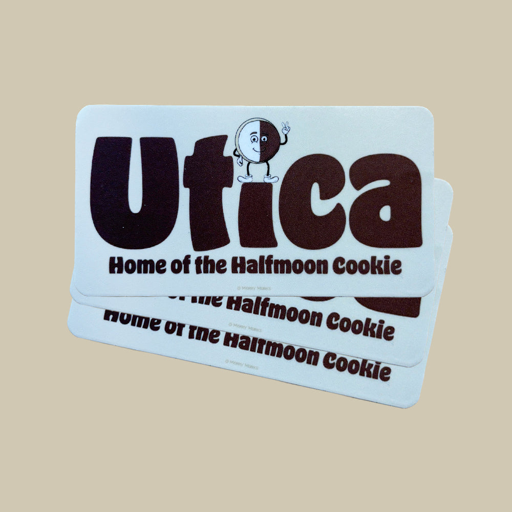 Utica New York Halfmoon Cookie Sticker - Upstate NY Food Themed Gift