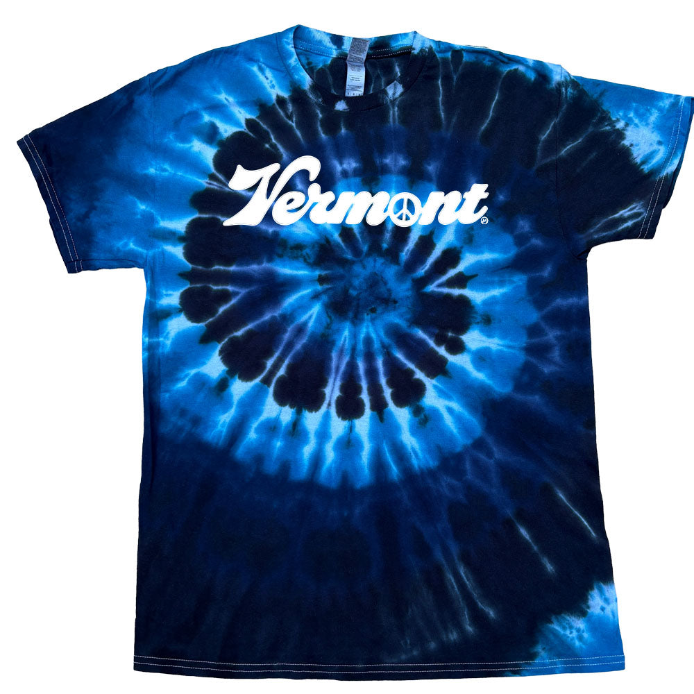 Vermont Groovy Peace 70's Style Unisex Tee Shirt - Vermont Tie Dye Gift Idea