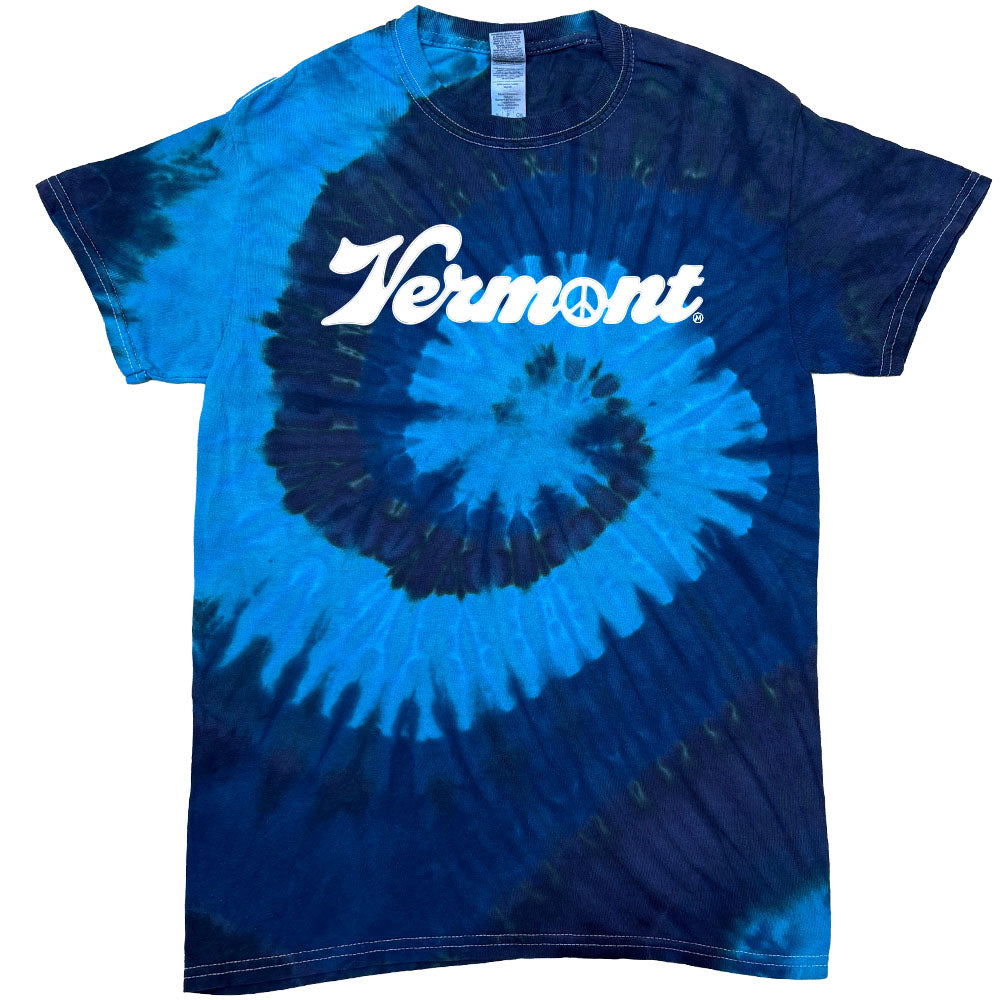 Vermont Groovy Peace 70's Style Unisex Tee Shirt - Vermont Tie Dye Gift Idea