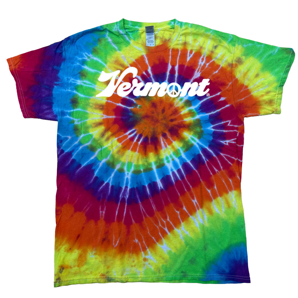Vermont Groovy Peace 70's Style Unisex Tee Shirt - Vermont Tie Dye Gift Idea