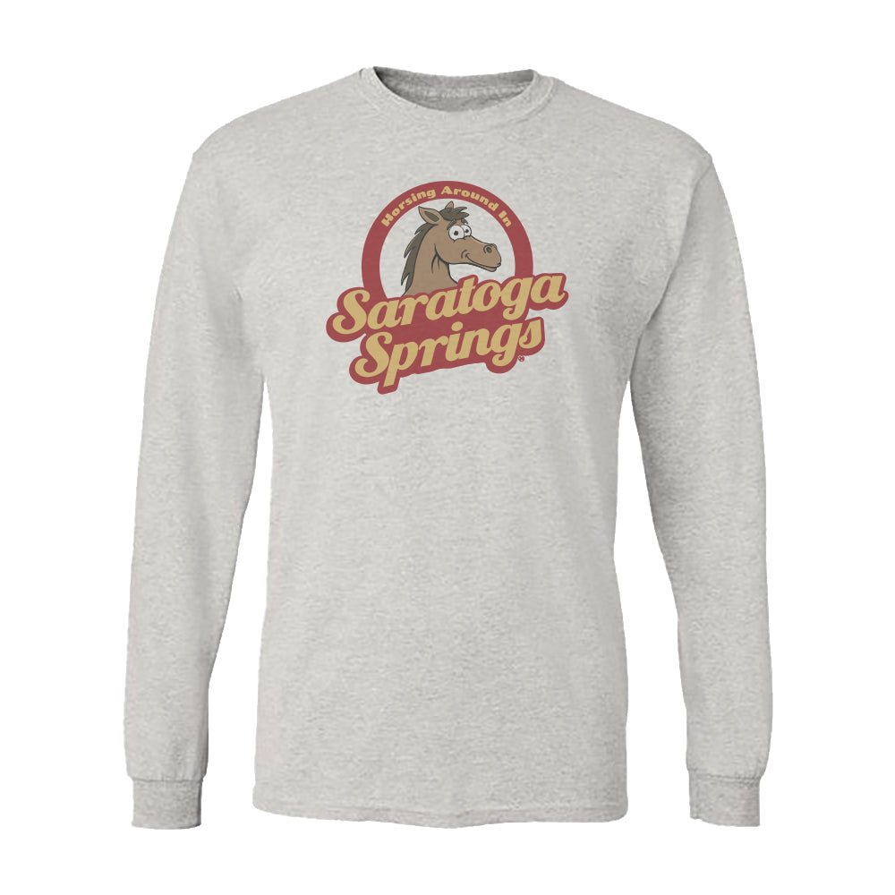 Saratoga Springs Horses - Long Sleeve Tee Shirt - Fun Upstate NY Souvenir and Gift