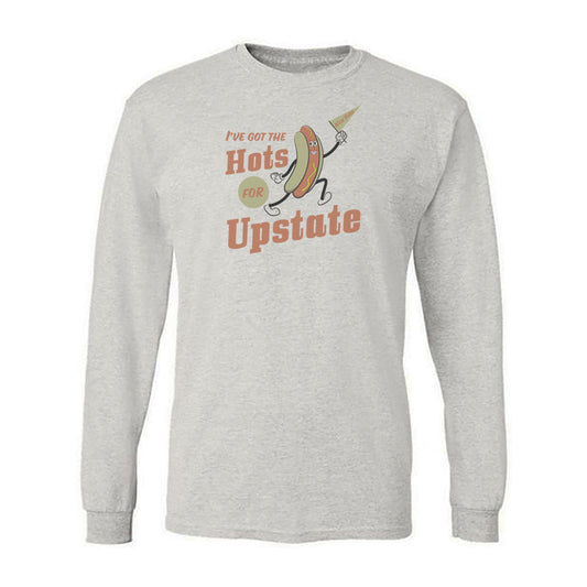 Upstate New York Funny Food Themed Long Sleeve Tee Shirt Retro Humorous Illustration Faded Print