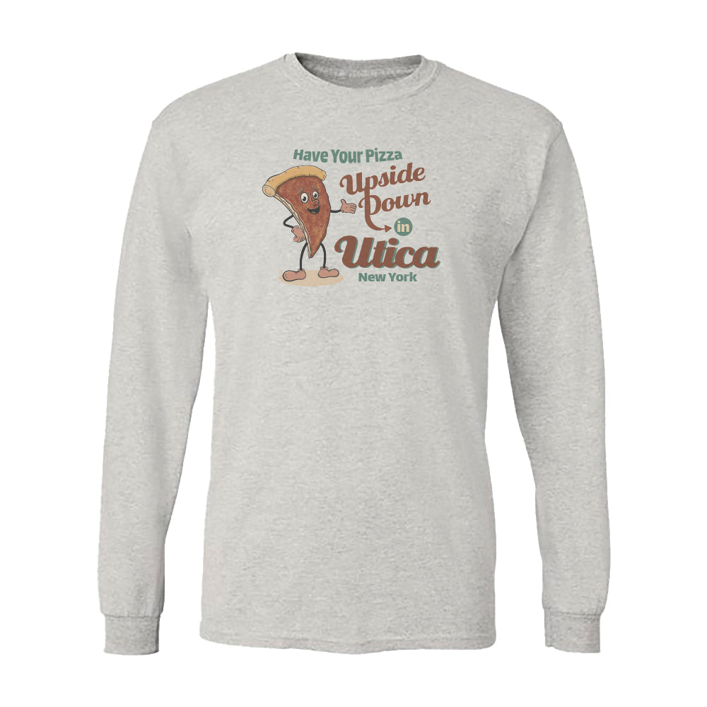 Utica Upside Down Pizza - Long Sleeve Tee Shirt - Fun Upstate NY Gift and Souvenir Idea