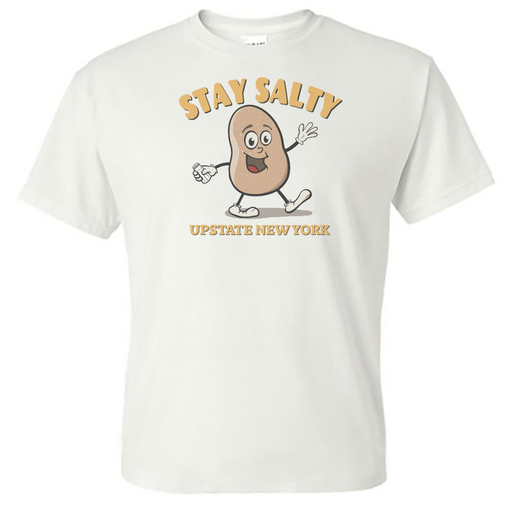 Salt Potatoes Tee Shirt Upstate NY Fun Vintage Design on Unisex T-shirt