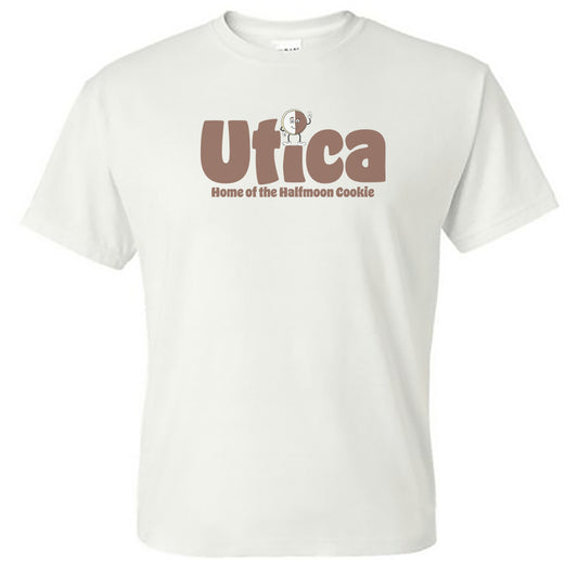 Utica NY Halfmoon Cookie Tee Shirt Upstate NY Fun Food Design on Unisex T-Shirt