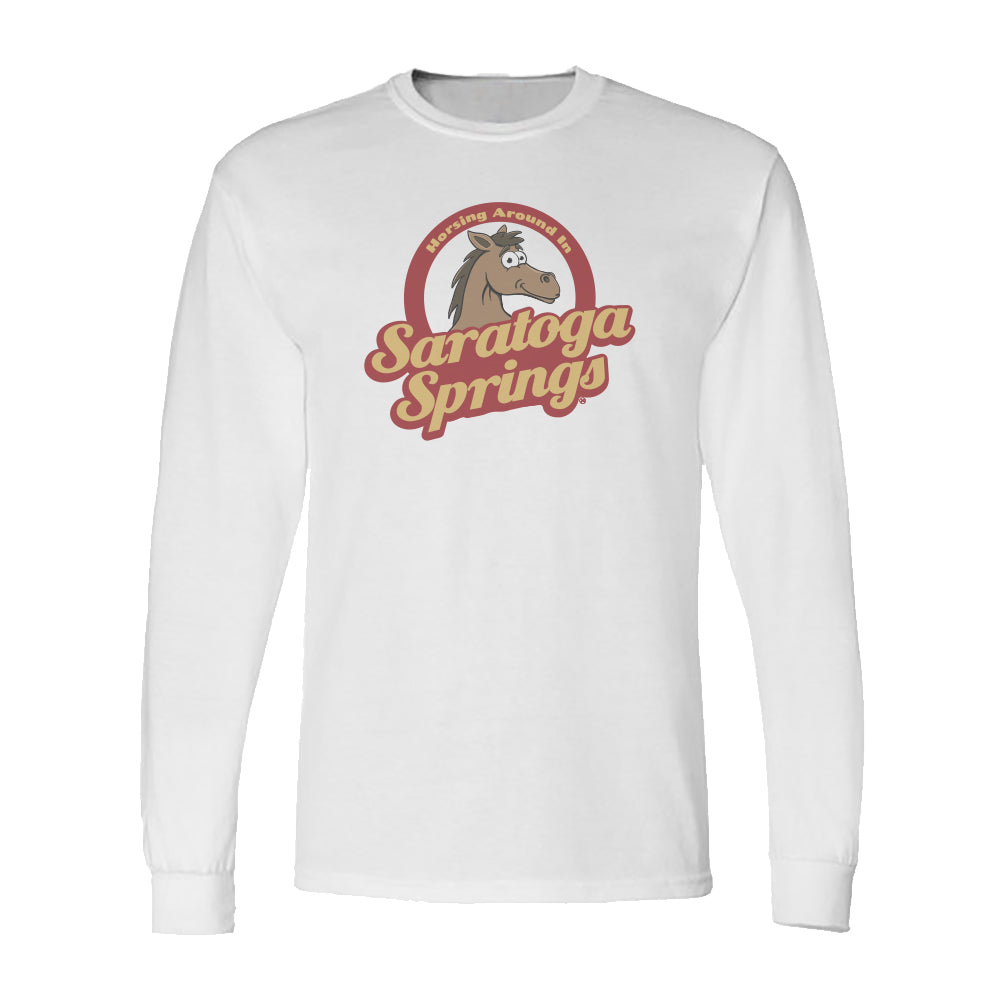 Saratoga Springs Horses - Long Sleeve Tee Shirt - Fun Upstate NY Souvenir and Gift