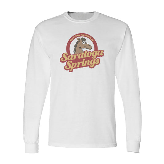 Saratoga Springs Horses - Long Sleeve Tee Shirt - Fun Upstate NY Souvenir and Gift