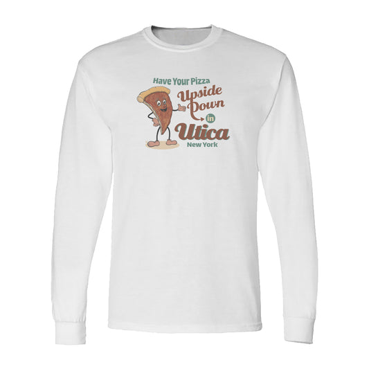 Utica Upside Down Pizza - Long Sleeve Tee Shirt - Fun Upstate NY Gift and Souvenir Idea