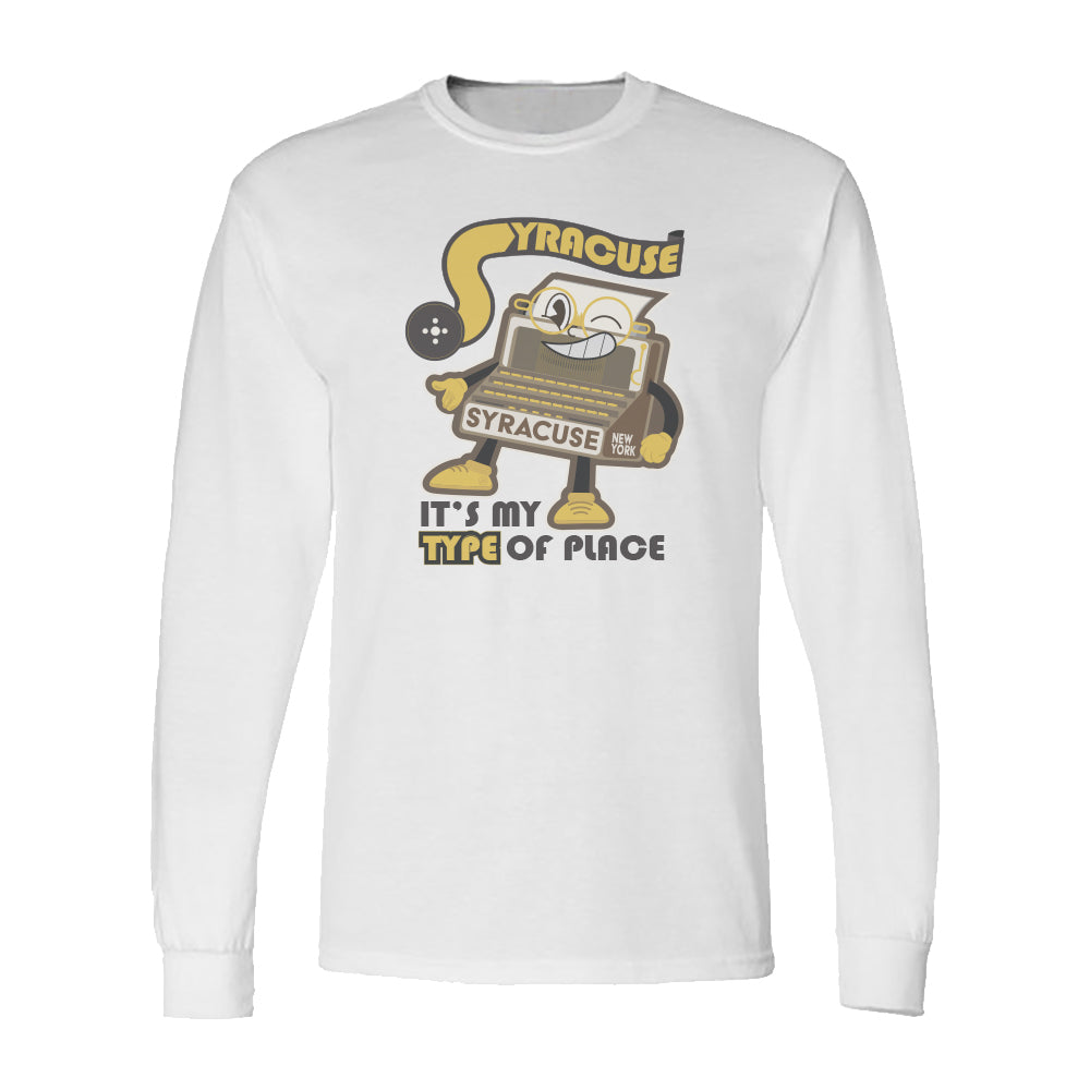 Syracuse History - Typewriter Capital - Long Sleeve Tee Shirt - Fun Upstate NY Gift Idea