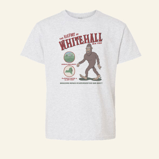 Kids Bigfoot Youth Tee Shirt - Whitehall NY Sasquatch - Cryptids Gift Idea