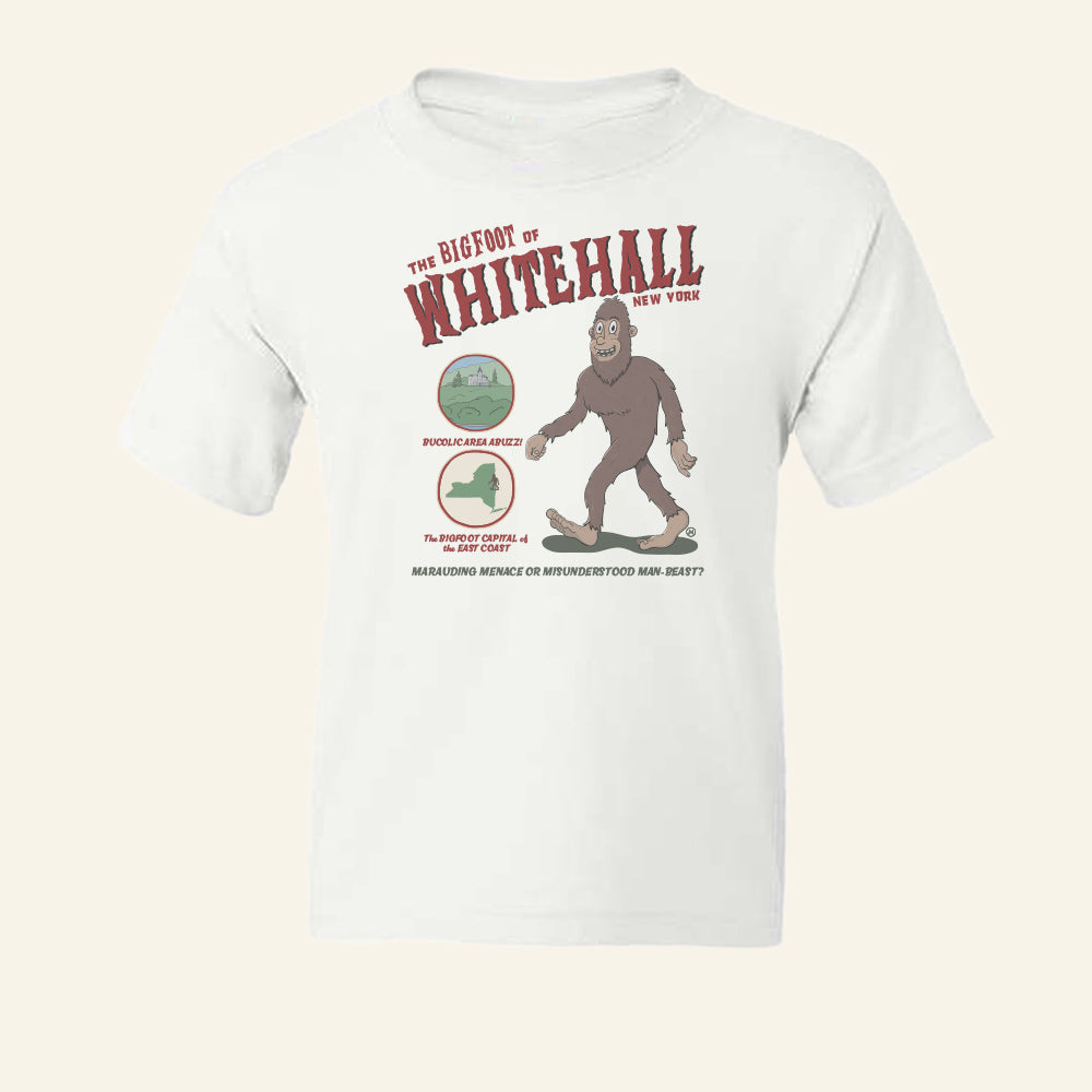 Kids Bigfoot Youth Tee Shirt - Whitehall NY Sasquatch - Cryptids Gift Idea