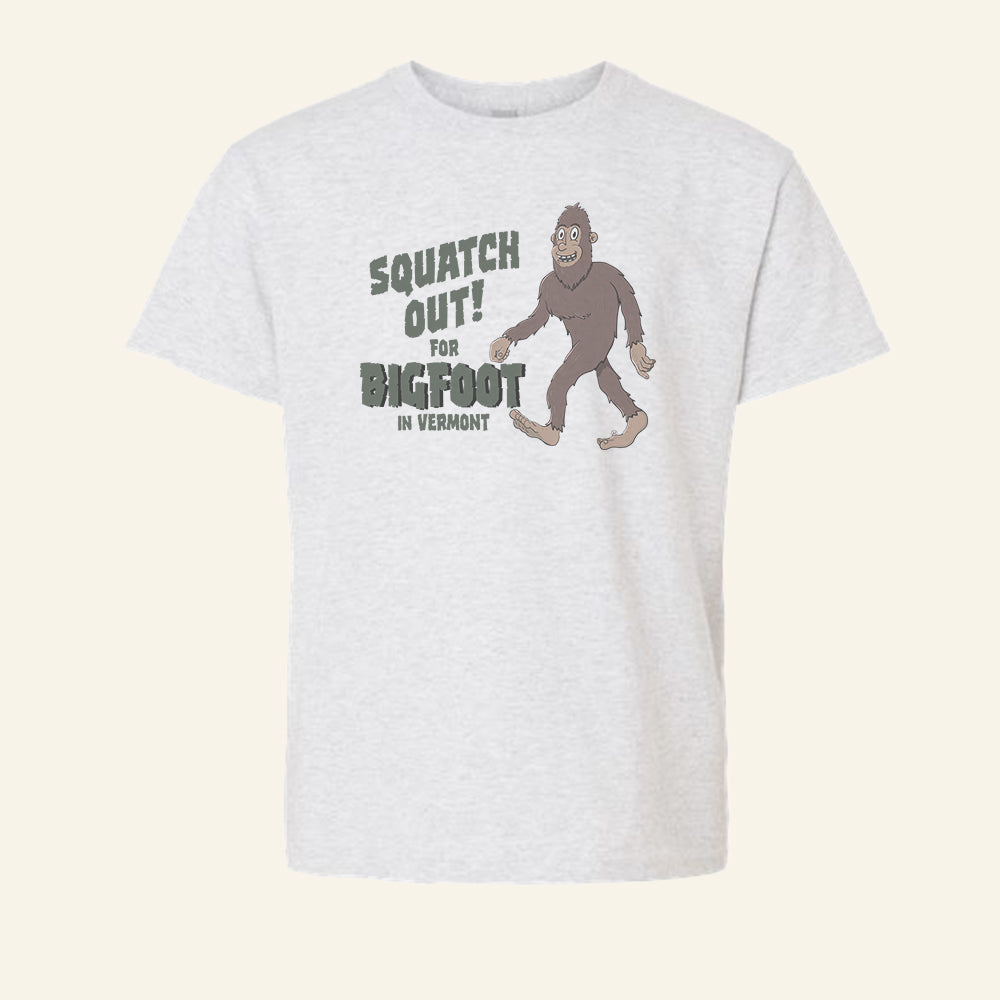 Kids Vermont Bigfoot Youth Tee Shirt - VT Sasquatch - Cryptids Gift Idea