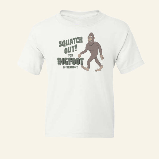 Kids Vermont Bigfoot Youth Tee Shirt - VT Sasquatch - Cryptids Gift Idea