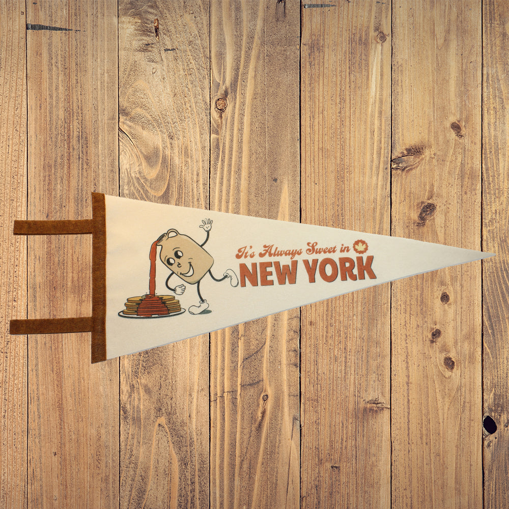 Fun Maple Syrup Themed Upstate New York Pennant with a Retro Design