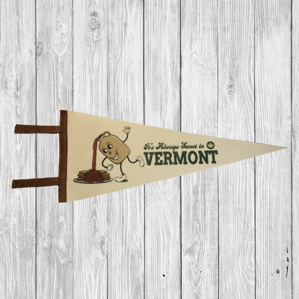 Vermont Maple Syrup Themed Pennant with a Retro Design