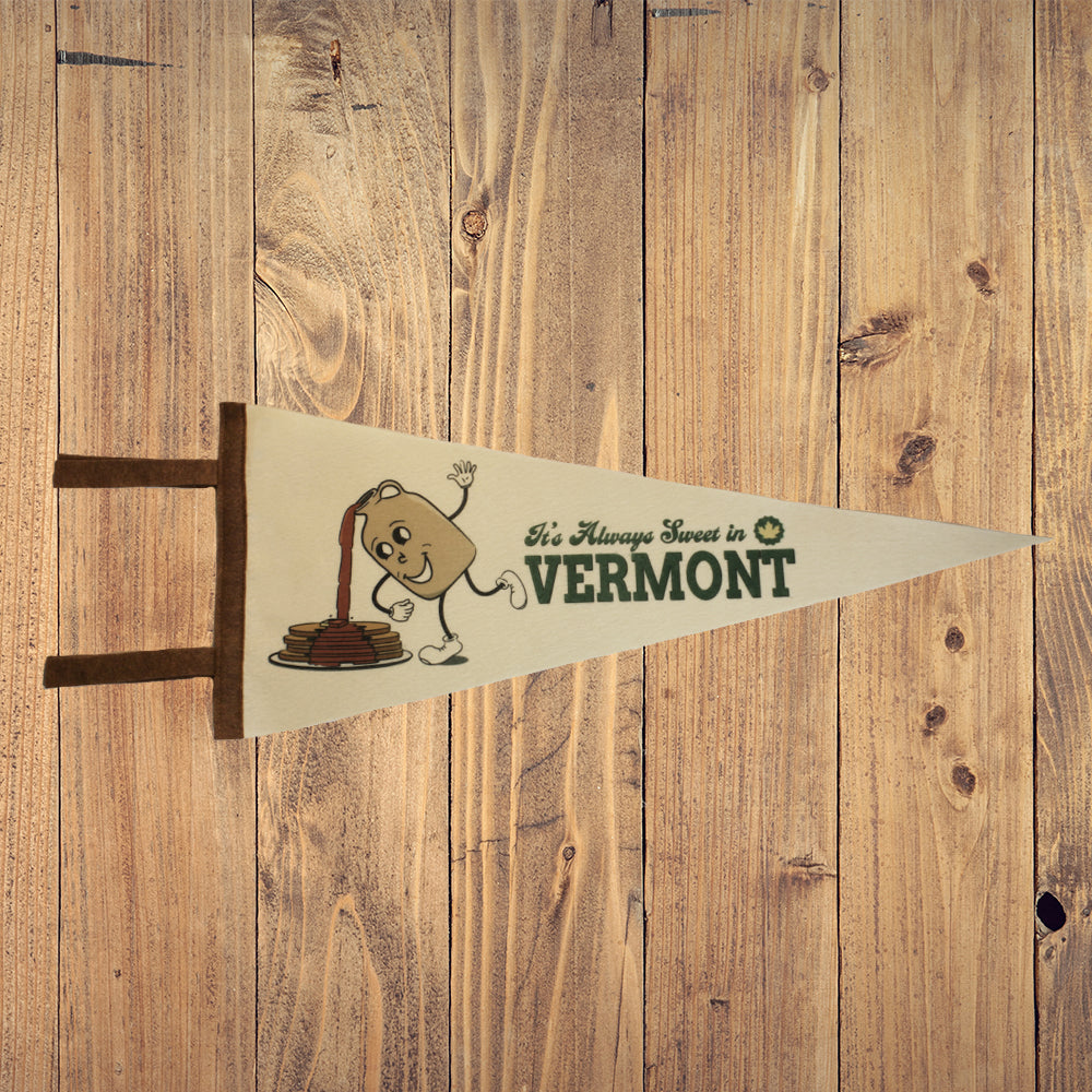 Vermont Maple Syrup Themed Pennant with a Retro Design