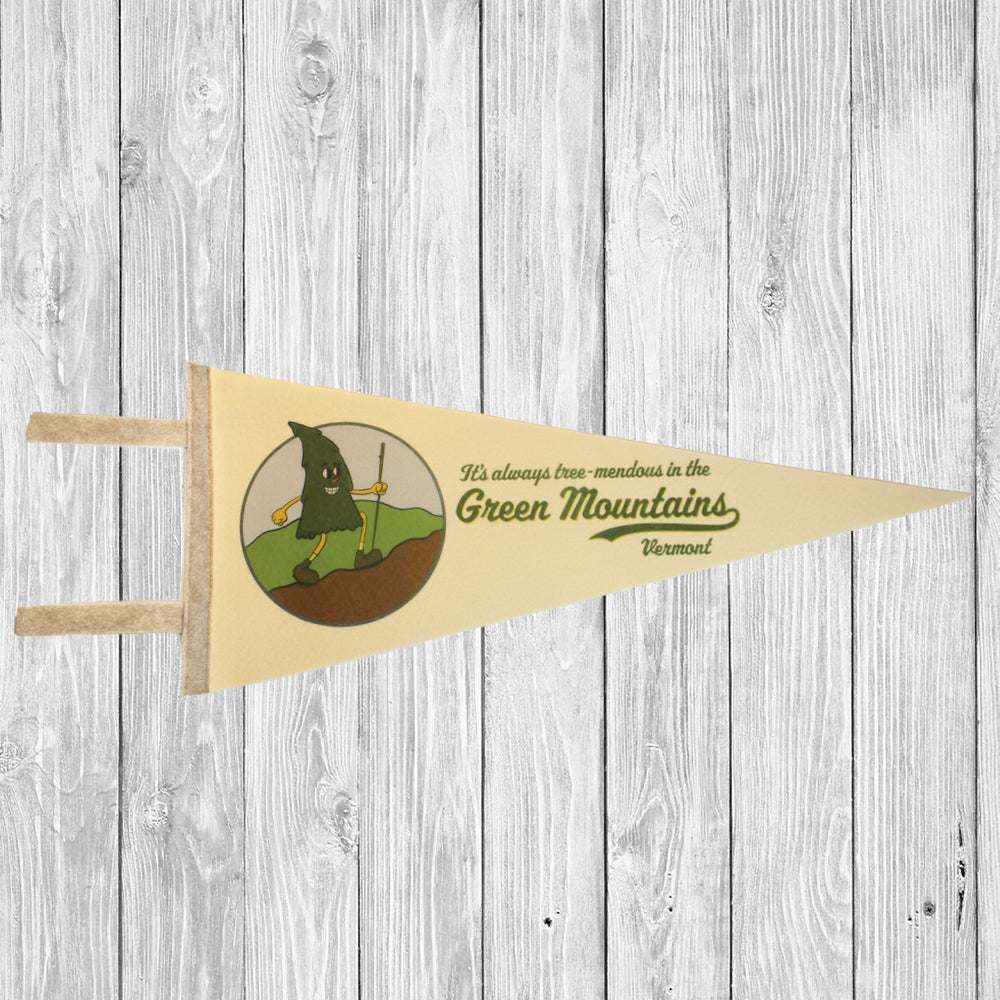 Vermont Green Mountains Pennant - Hiking Punny and Funny Retro Design