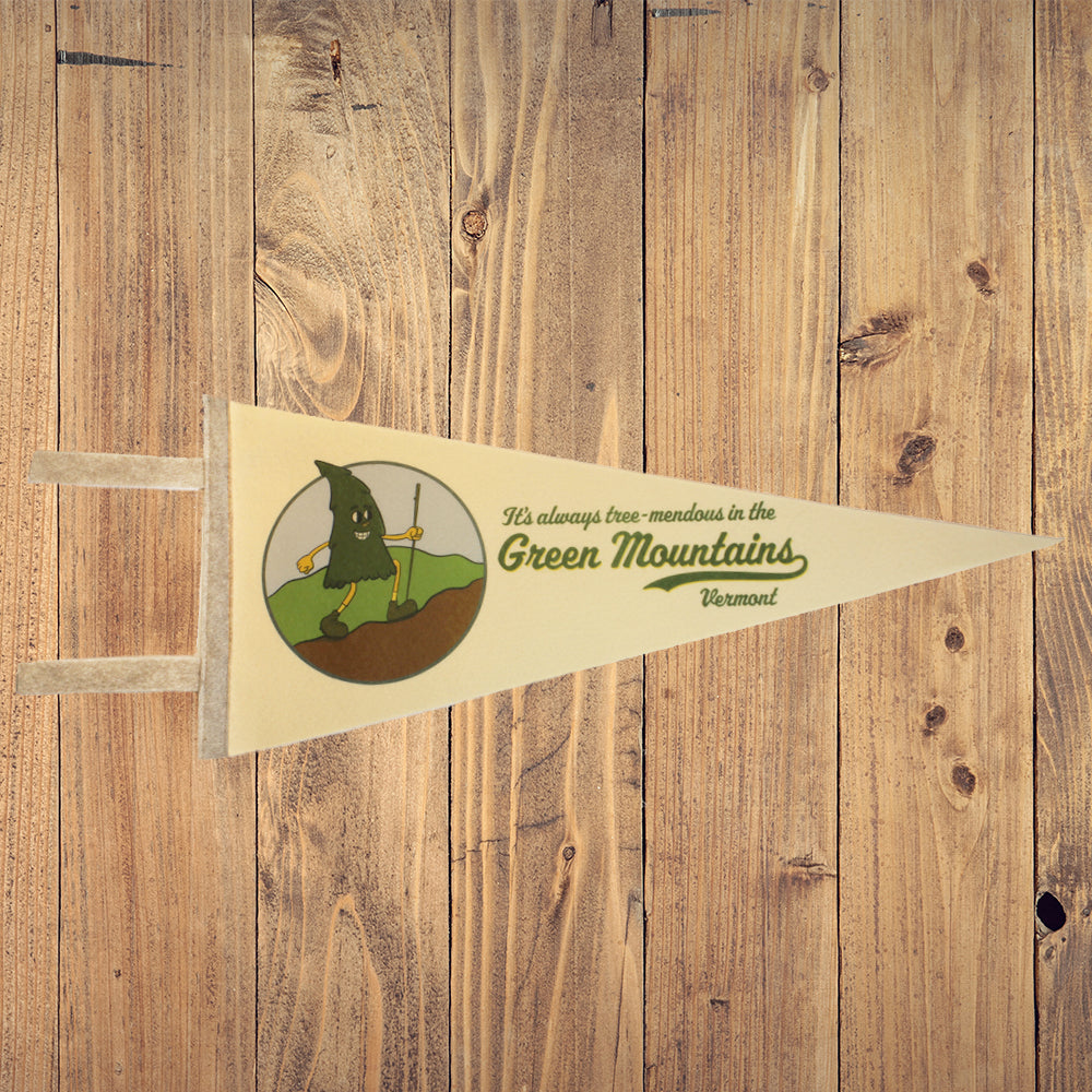 Vermont Green Mountains Pennant - Hiking Punny and Funny Retro Design