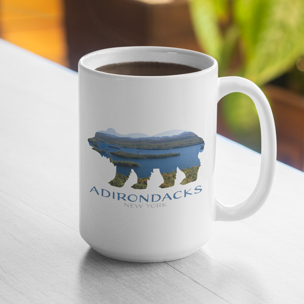 15 oz. Adirondack Lake Photo Bear Silhouette Ceramic Mug