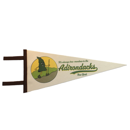 Adirondacks Pennant - Funny Hiking Themed Wall Decor - Retro Rubber Hose Style