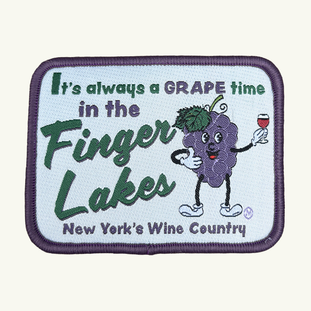 Finger Lakes Wine Themed Patch - Whimsical Grape Character