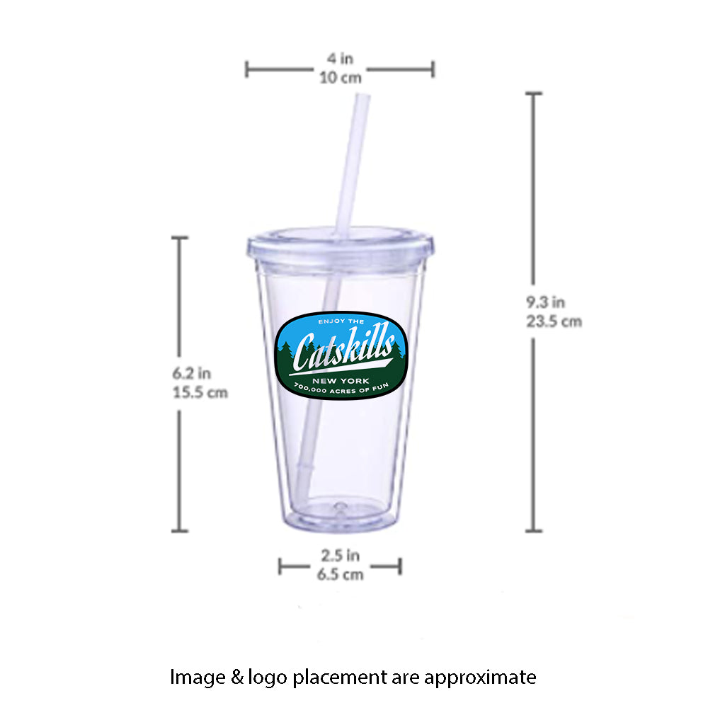 Catskills Insulated Double Wall Tumbler with Reusable Straw 16 oz.