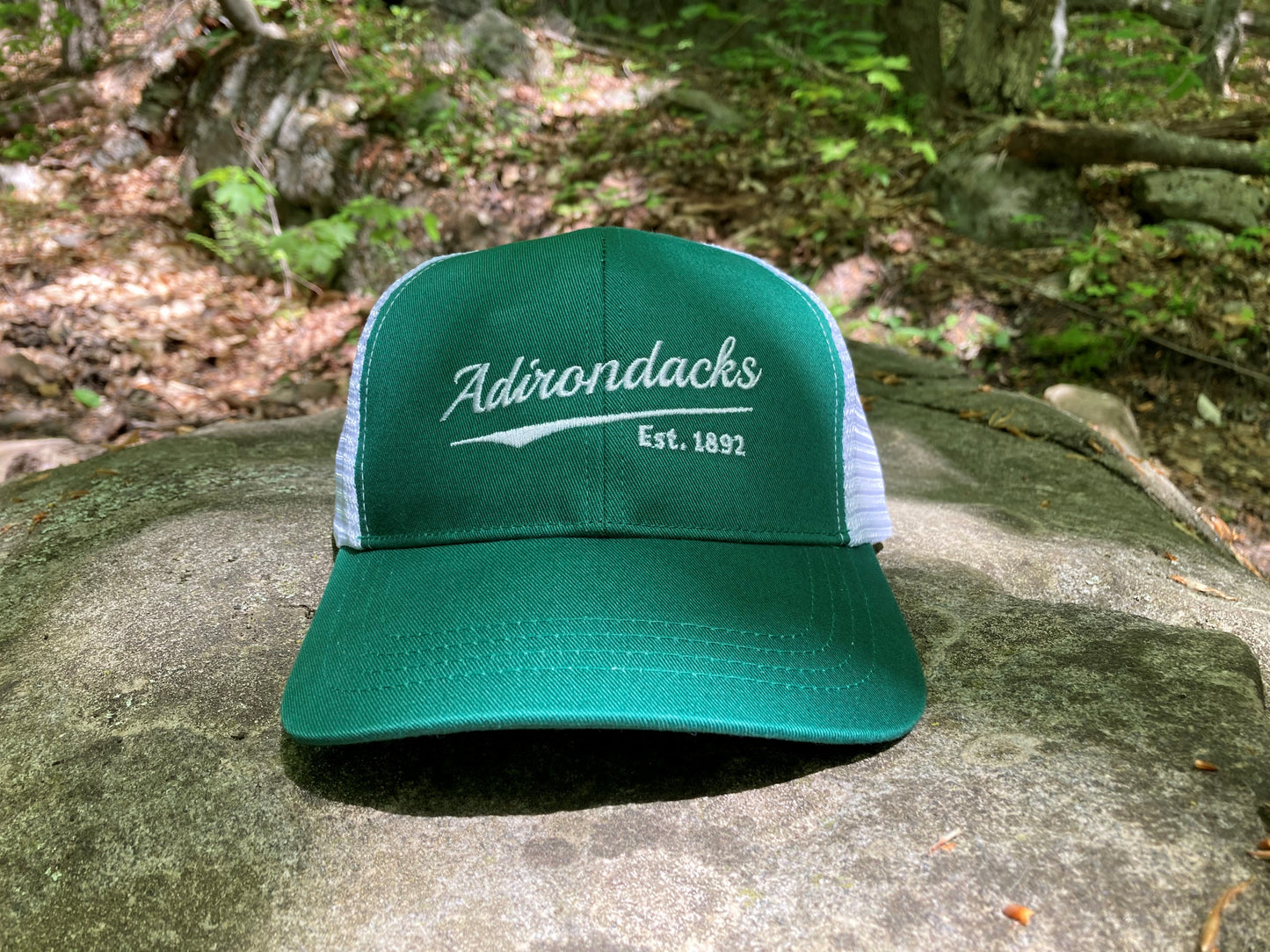 Adirondacks Trucker Style Hat - Adirondacks Script Embroidered Organic Recycled Trucker Cap