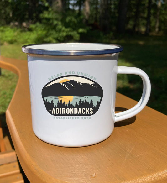 Relax and Unwind Adirondacks 12 oz. Stainless Steel Enamel Camp Mug