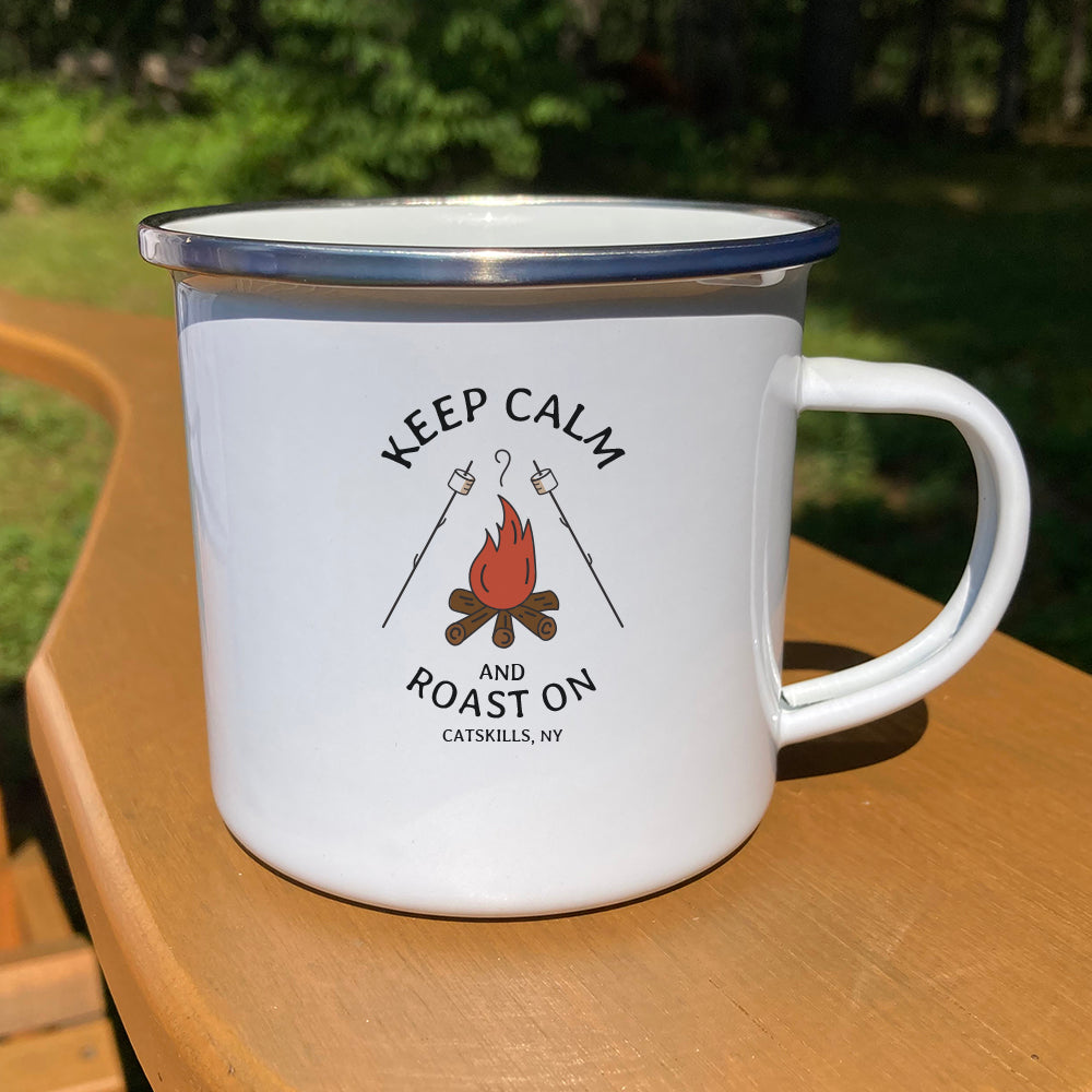 Keep Calm and Roast On Catskills Campfire 12 oz. Stainless Steel Enamel Camp Mug